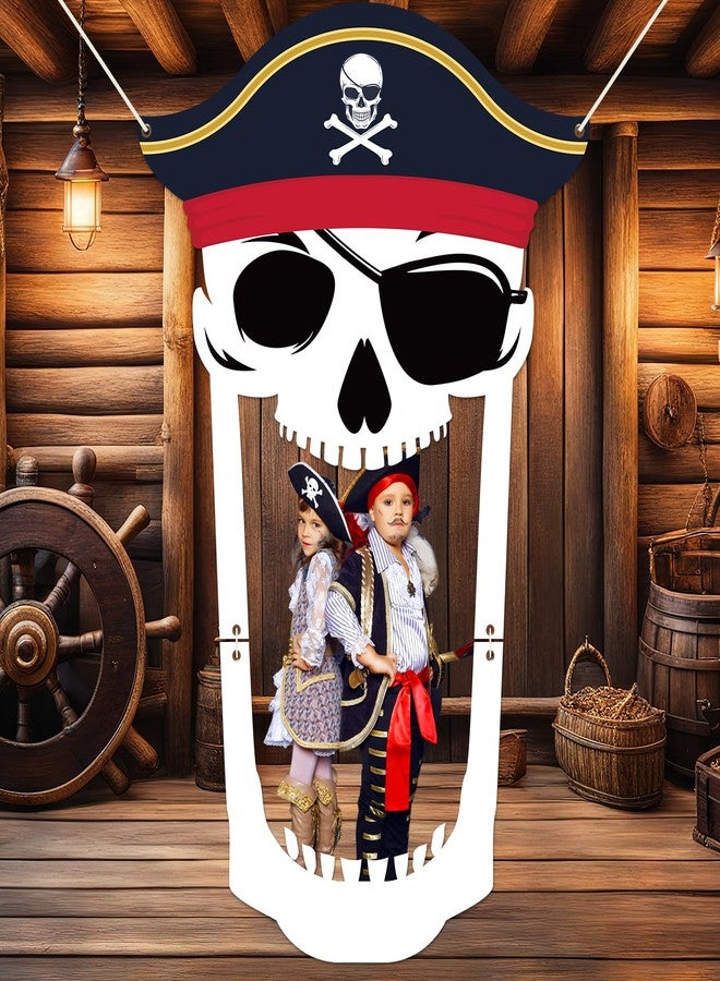 Oitnlaughter Pirate Party Porch Banner Pirate Theme Party Decorations Captain Hat Skull Door Hanging Banner Backdrop for Nautical Birthday Photo Booth Props Favor Supplies - Image 4